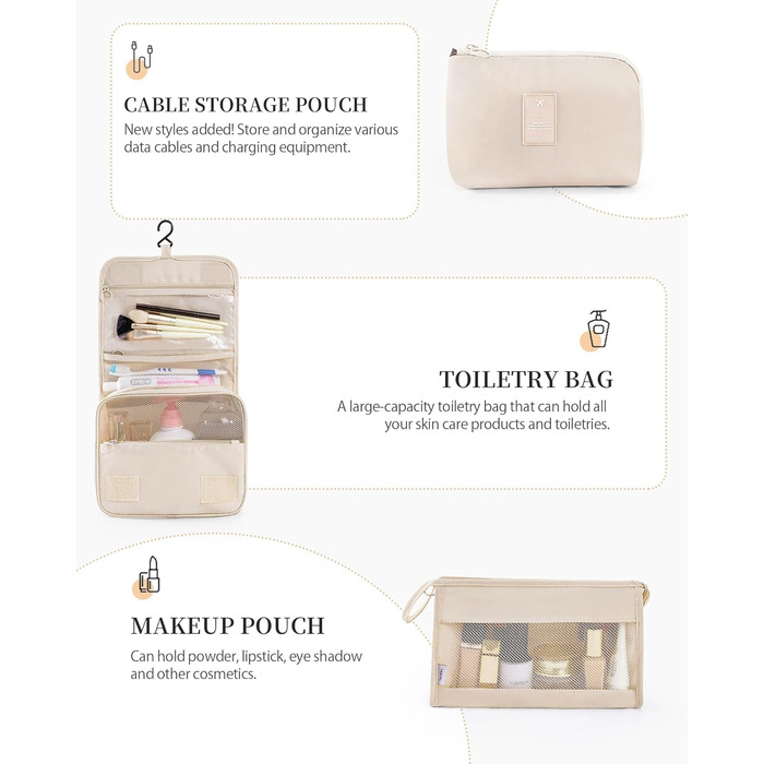 Набір органайзерів для подорожей Anjing (11 предметів), водонепроникні пакувальні куби для валізи, навігаційні органайзери для одягу, темно-синій/бежевий