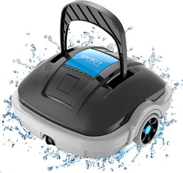 Робот для басейну акумуляторний бездротовий, Poolsauger Roboter з подвійним двигуном, автоматичне паркування, для плоских басейнів до 80 м², 100 хв роботи, подвійна фільтрація, темно-сірий
