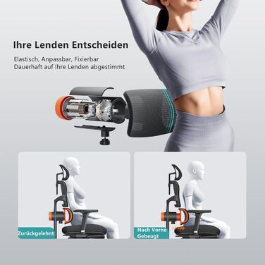 Офісне крісло Newtral Ergonomic, комп'ютерне крісло з регульованою підголівником та підлокітниками (чорний, NT002) + знімна стільниця