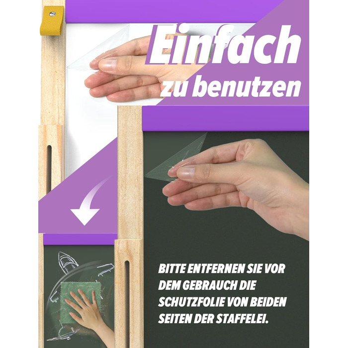 Мольберт Joyooss для дітей, регульований, дерев'яний, двосторонній, сухий маркер, з аксесуарами для малювання, подарунок для малюків 4-8 років (РОЖЕВИЙ)