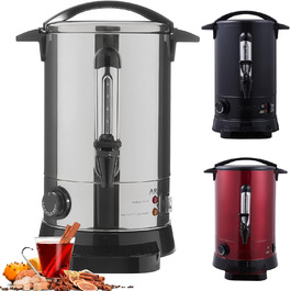 Електричний глінтвейнер Arebos 950 Вт | Диспенсер гарячих напоїв, 6.8 л | З піддоном, краном, термостатом та захистом від перегріву | Регулювання температури 30-110°C, сріблястий