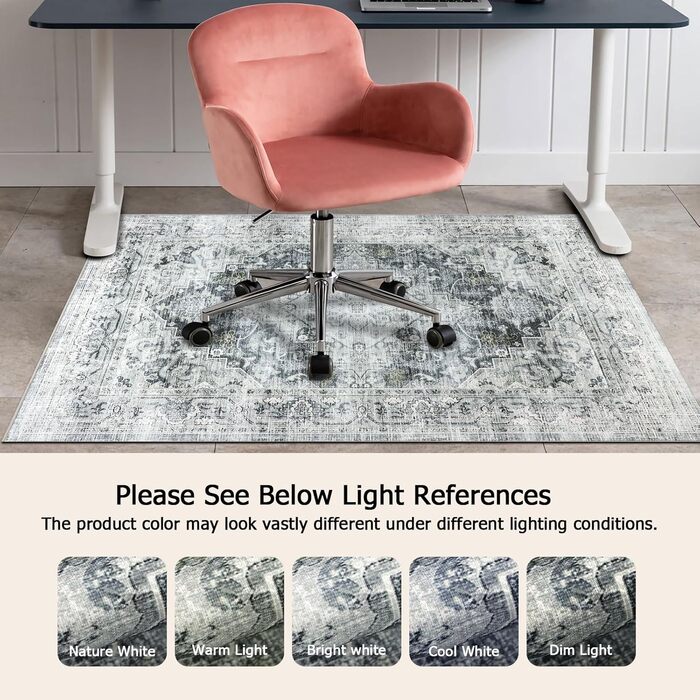 Килимок для підлоги 120x150 см під офісний стілець, для захисту твердої підлоги, Boho стиль, сірий