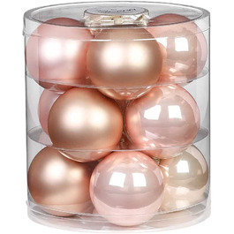 Чарівні ялинкові кулі скляні 8 см 12 шт. ялинкові кулі колір просто білий-мікс (білий) (перлинно-рожевий (рожево-бежевий ))
