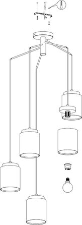 Підвісний світильник Albariza, підвісний світильник на 3 лампи Vintage, підвісний світильник зі сталі, дерева та текстилю чорного кольору, натуральний, капучино, золото, лампа для обіднього столу, світильник для вітальні з цоколем E27 (підвісний світильни