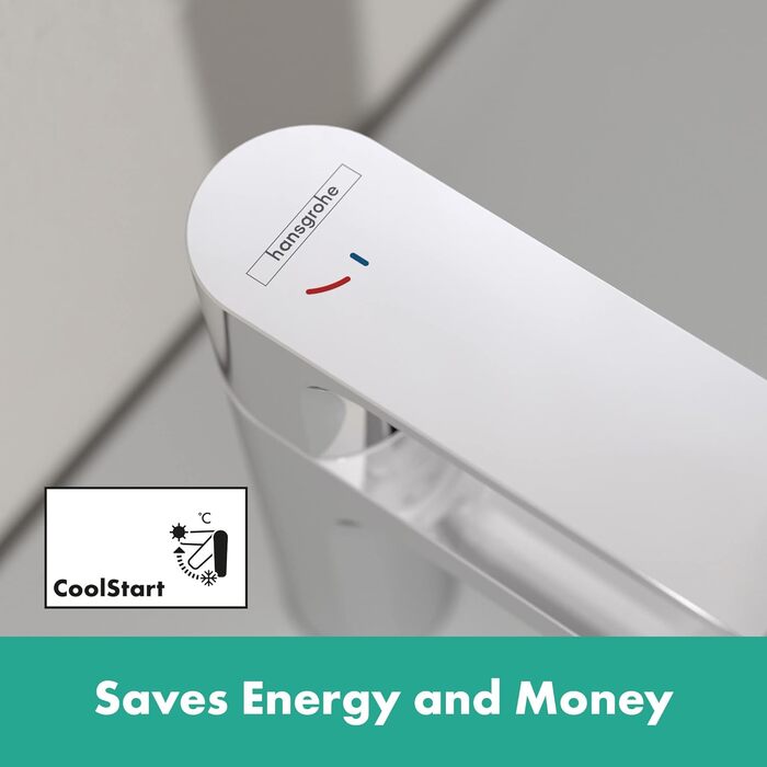 Змішувач для ванної кімнати Hansgrohe Rebris S з висувною поплавковою каналізацією, економічний (CoolStart), хром, 72519000, висота виливу 109 мм, EcoSmart