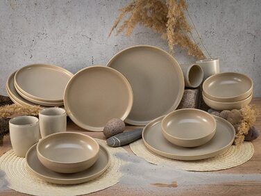 Набір посуду серії uno, набір тарілок з 12 предметів (комбінований сервіс з 16 предметів, пісок), 22979