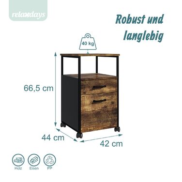 Ящик на колесах Relaxdays з двома шухлядами