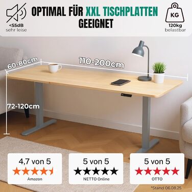 Електричний регульований стіл Albatros Lift S5: металеве підрамник, підставка для столу, ніжки для столу, 120 кг, для широких стільниць 2м