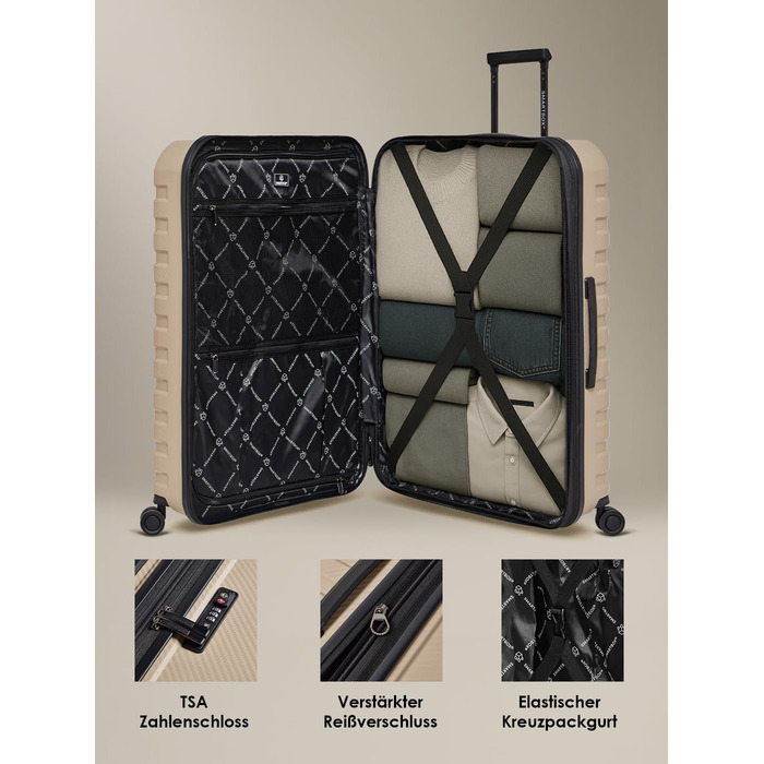 Набір валіз Smartbox Hartschalen Edition 01: 3 валізи, розширювані, з TSA-замком, з поліпропілену (Бежевий)