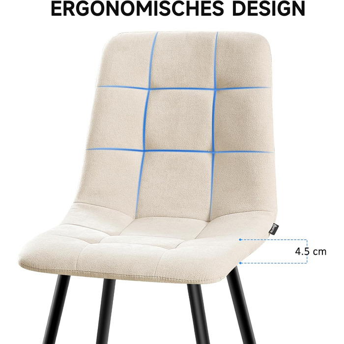 Набір обідніх стільців 4 шт. з льоновим покриттям та металевими ніжками, для кухні, спальні, вітальні - кольори хакі та бежевий