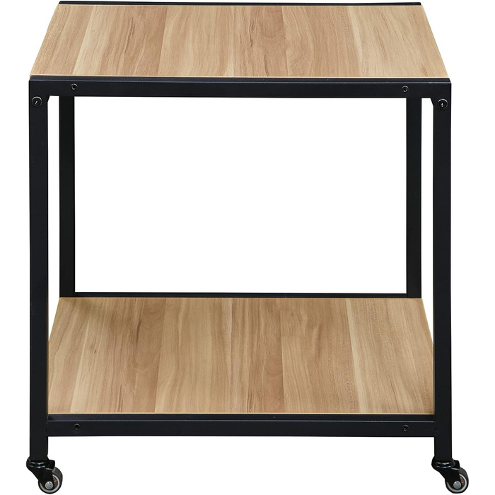 Двоярусний стіл для принтера Padma з універсальними роликами 45 x 35 см, мобільний, з дерева та металу, для офісу, факса, копіювальника, сканера SZCJ-20401-BK (волоський горіх)