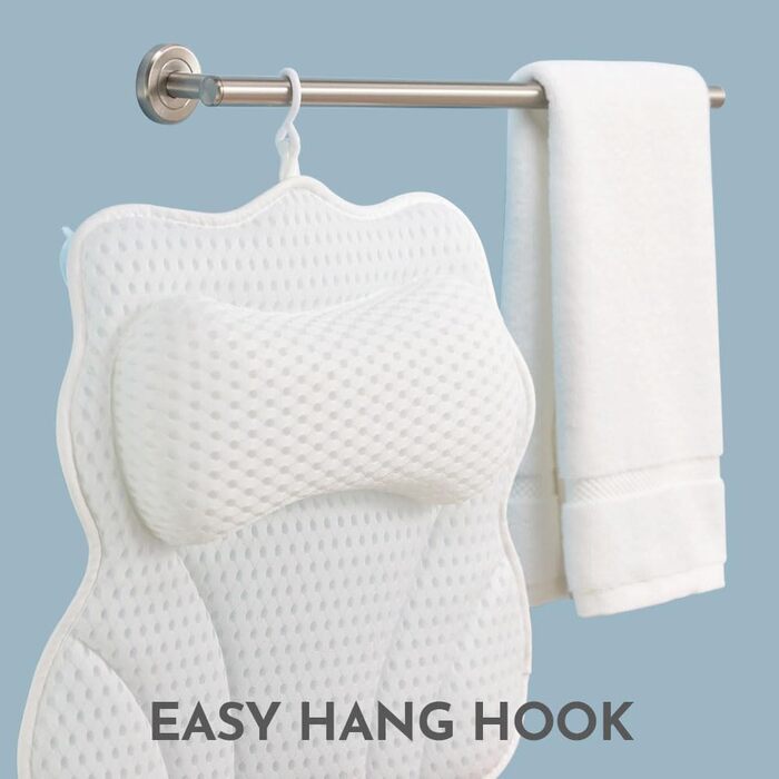 Подушка для ванни WONDERfoam з ергономічною підтримкою голови, шиї та спини, протиковзка, машинного прання, дихаюча, швидковисихаюча, сітчаста