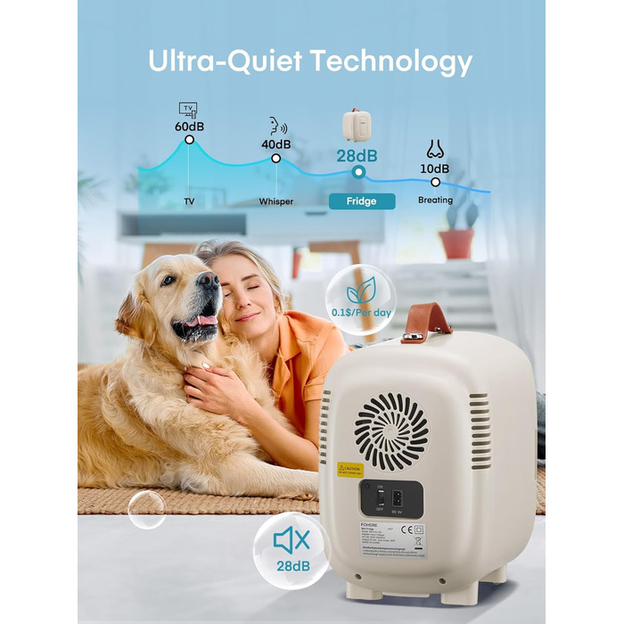 Міні холодильник FOHERE 5 літрів, USB живлення, 220V/12V, для напоїв та догляду за шкірою, білий