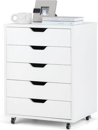 Контейнер GOPLUS з шухлядами, мобільний офісний шафка на колесах, білий, 48 x 39,5 x 65,5 см