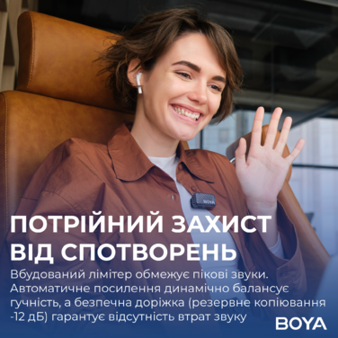 Бездротовий мікрофон BOYA MIC 2-02 Type-C/TRS Black