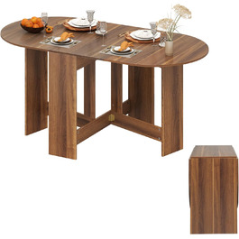 Розкладний обідній стіл GIANTEX для кухні та вітальні, дерев'яний, овальний, на 4-7 осіб, 163 x 80 x 75 см
