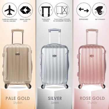 Набір валіз Kensie для жінок Alma, Рожеве золото, 50 см (20 дюймів)
