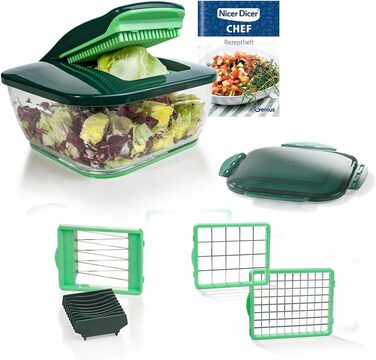 Набір Nicer Dicer Chef 9-Piece: набір для нарізання овочів та фруктів, набір для здорового харчування, подрібнювач, шинкувальник, набір для кухні