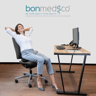 Ортопедична подушка для сидіння bonmedico з охолоджуючим гелем для офісного крісла, авто та інвалідного візка, проти гемороїду та болю в куприку, чорна