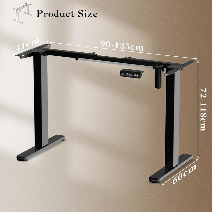 Електричний підйомний механізм для столу 2-рівневий з пам'яттю, чорний, для стоячого робочого місця