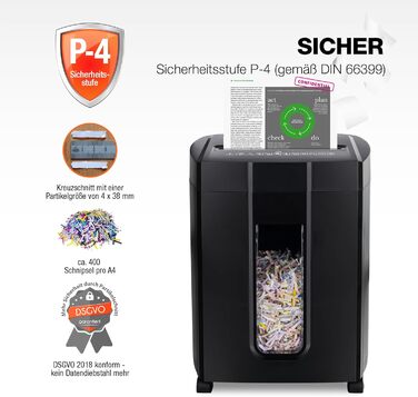 Шредер для паперу Peach Partikelschnitt PS500-70: 16 листів, 18 літрів, P-4, 30 хв безперервної роботи, 2000 аркушів, DSGVO, 4 x 38 мм