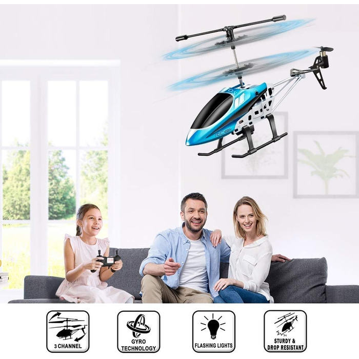Радіокерований вертоліт VATOS YD-927, RC гелікоптер для дітей, 3 канали, 2.4 GHz, LED, гіроскоп, міні-вертоліт для приміщень