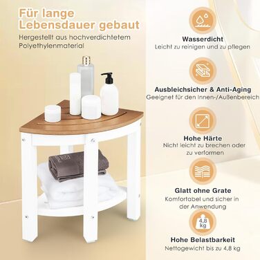 Крісло для ванної кімнати RELAX4LIFE з ручками та полицею, до 150 кг, коричнево-біле (Модель 1)