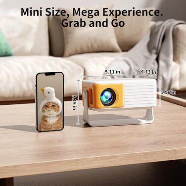 Міні проектор YOTON Y3 1080P: портативний для кінотеатру вдома, з авто-корекцією та HDMI/USB/Phone/PS5, жовтий