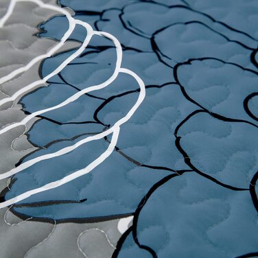 Покривало 240x260 e Квіткове покривало М'яка літня ковдра Стьобана ковдра для двоспального ліжка Ковдра з мікрофібри з 2 наволочками 48x75 (240x260 см, Синій)
