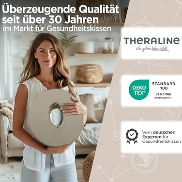 Ергономічний ортопедичний подушка-кільце Theraline для розвантаження куприка, після операцій та пологів, при геморої (Антрацит Меланж, 35x48 см)