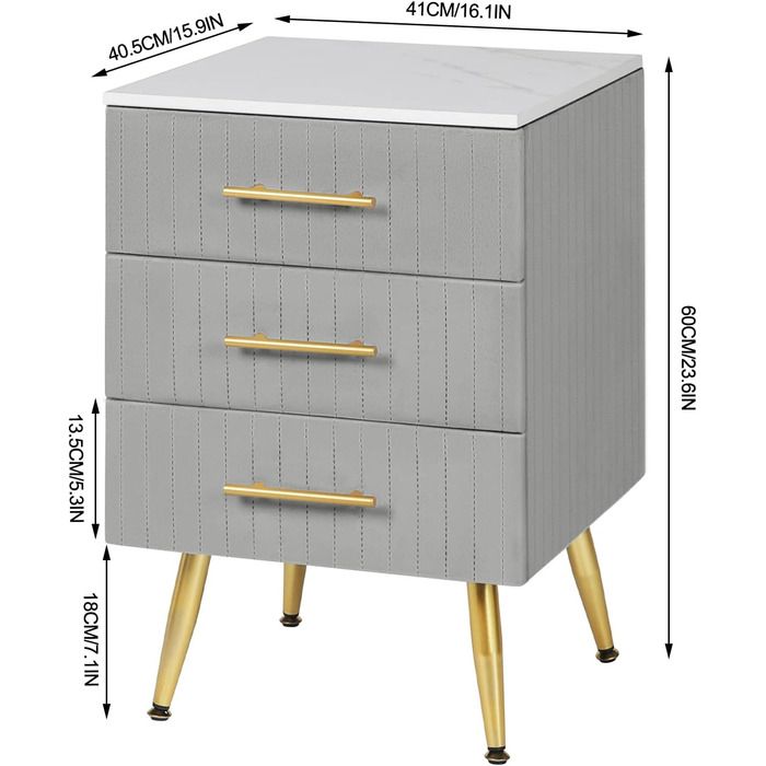 Тумбочка для пружинного ліжка, масив дерева, 3 ящики, 40.5x462см, TS135rs (Сірий)