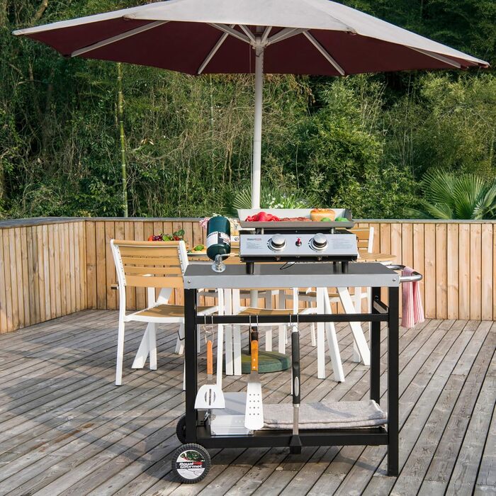 Royal Gourmet Grillwagen: Робочий стіл-гриль для барбекю на відкритому повітрі 85x50 см (нержавіюча сталь)