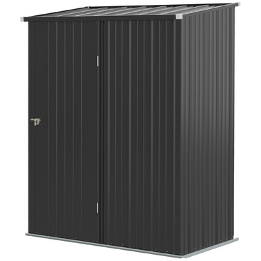 Outsunny Garden Shed 1,34 м² Садова шафа, що закривається, з моноскатним дахом з оцинкованої сталі, 161,5x94,5x196 см, чорний| Аосом