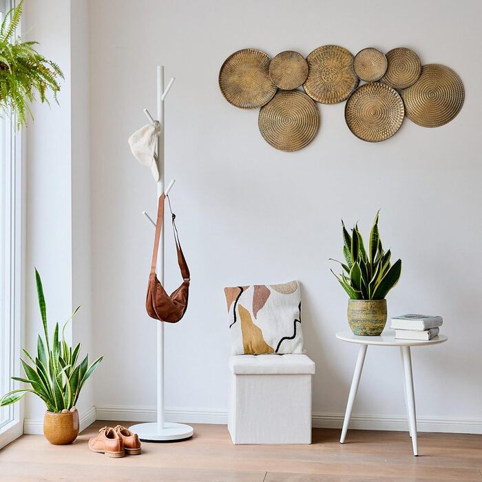 Настінний вішак для одягу Loft - металевий, білий, 5 гачків, 170 см - для прихожей, спальні, офісу