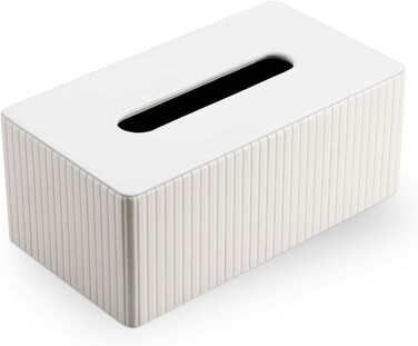 Коробка для серветок KINGFOM з PU шкіри, біла, прямокутна - для вітальні, ванної кімнати та офісу