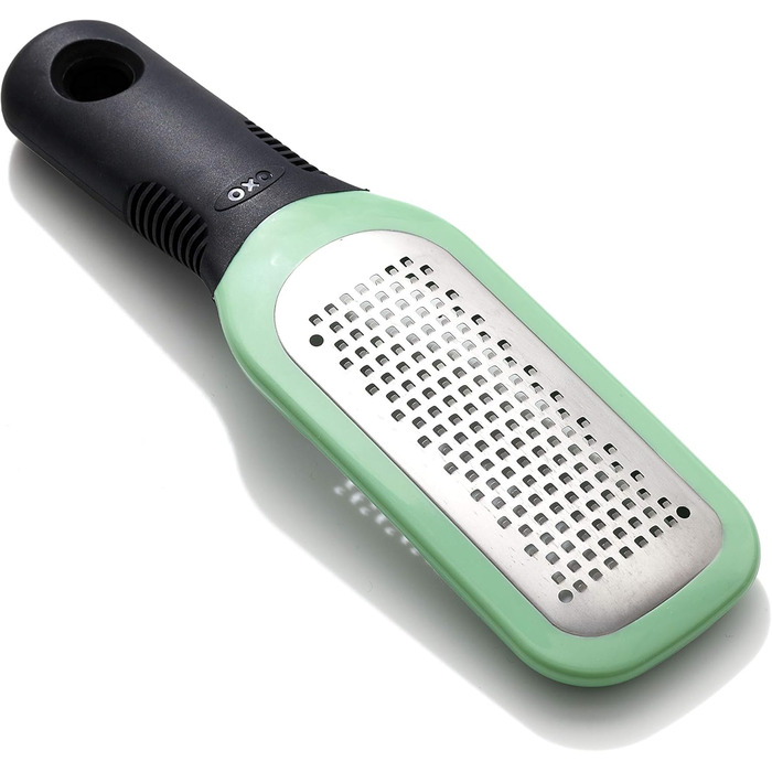 OXO Good Grips Терка для овочів з контейнером для збору – з нержавіючої сталі, для імбиру та часнику, срібна/чорна