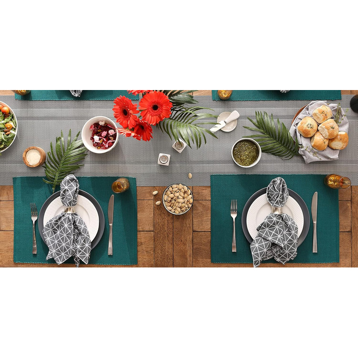 Набір тканинних серветок DII Basic Everyday Gerippte, 6 шт., 33 x 48 см, 100% бавовна, блакитний