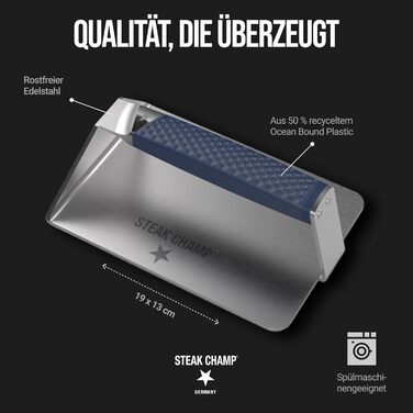 Пресс для бургера та стейка Steakchamp XXL: для хрусткої скоринки, сендвічів та фіксації м'яса, з антиковзним руків'ям