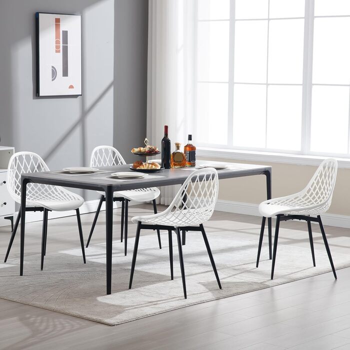 Стілець для їдальні, кухні, вітальні, балкон - сучасний, білий, пластик, металеві ніжки, комплект з 8 шт. K0018EZS-4