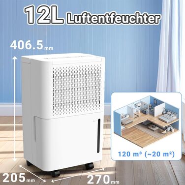 Зволожувач повітря Pasapair 12L - автоматичний осушувач для дому, 3 режими роботи, таймер, цифровий дисплей, для захисту від вологи та плісняви