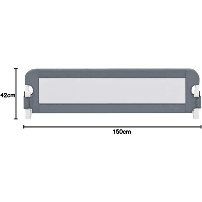 Захисний бортик для ліжка vidaXL для дітей та малюків 150x42 см, сірий, поліестер