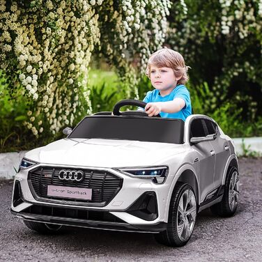 Електромобіль для дітей Audi E-tron HOMCOM 12V з пультом, ременем безпеки, музикою MP3/USB/TF, для дітей 3-5 років, білий