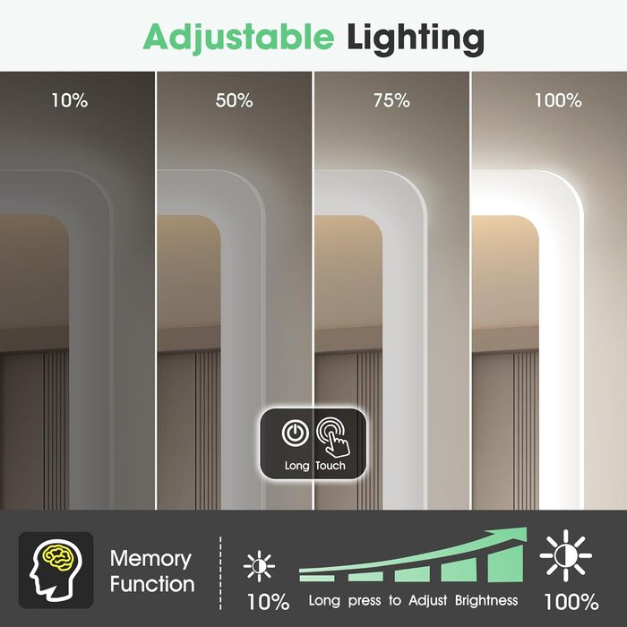 Дзеркало для ванної кімнати S'bagno з підсвічуванням 80x60 см, Bluetooth, 5x збільшення, протитуманне покриття, 3 кольори, регулювання яскравості, пам'ять налаштувань, загартоване скло, IP44 вологостійкість, горизонтальне/вертикальне встановлення