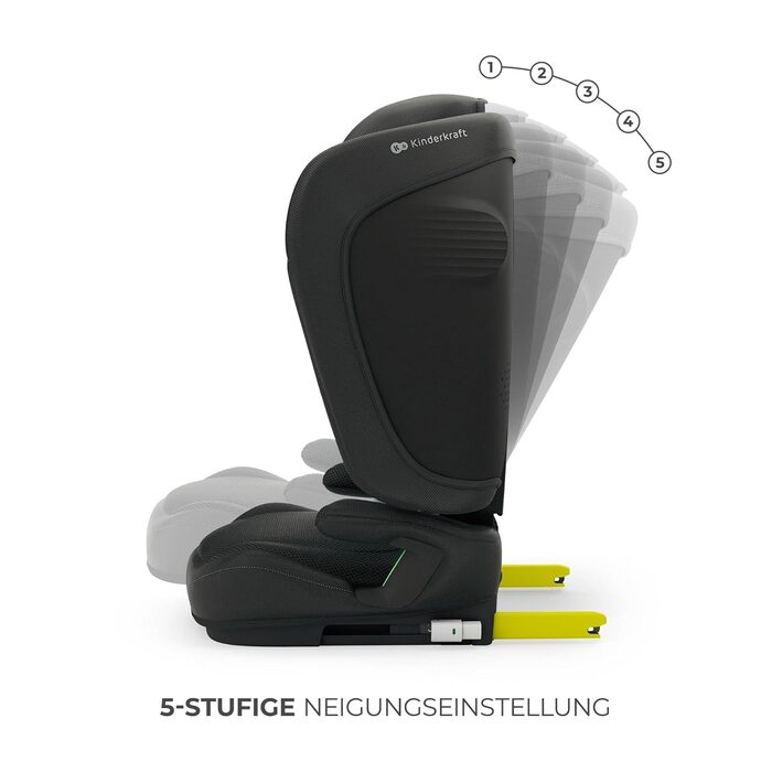 Автокрісло Kinderkraft UNITY 2 i-Size, 100-150 см, 3,5-12 років, регульована підголівник, AIR FLOW, 5 положень спинки, чорний