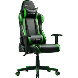 Ігрове крісло GTPLAYER офісне крісло Zocker Gamer ергономічне крісло Регульований підлокітник цілісна сталева рама регульований кут нахилу (чорний) (зелений)