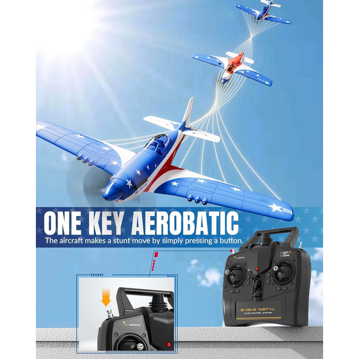 Літак на радіокеруванні VolantexRC 761-5 P-51 Mustang RTF 4-канальний, з Xpilot стабілізацією, для початківців, готовий до польоту