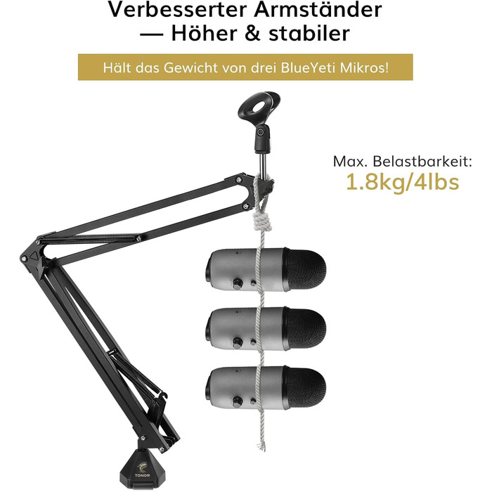 Стійка для мікрофона TONOR з кріпленням-держателем, поп-фільтром та адаптером 3/8