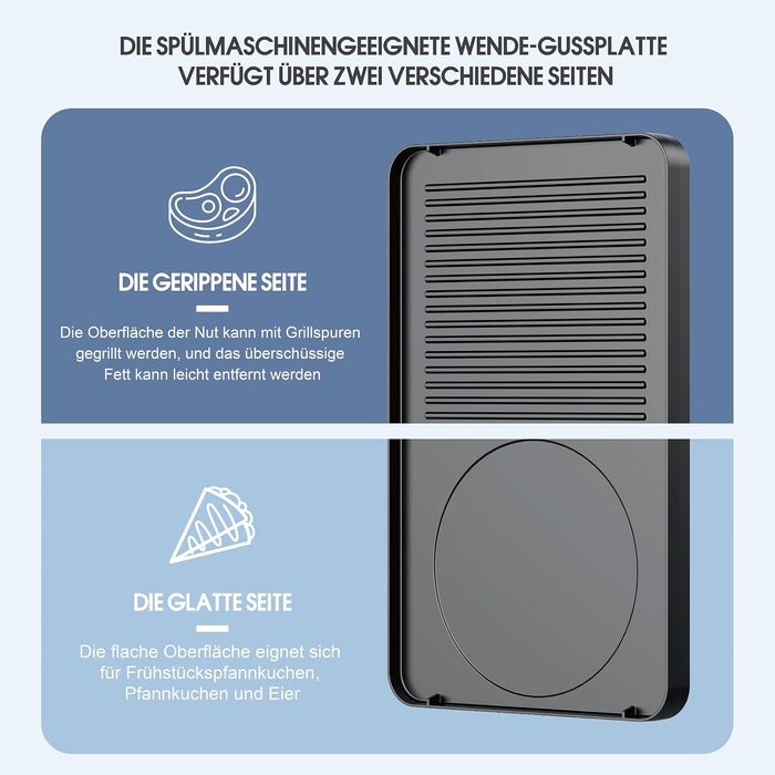 Електричний гриль для раклет Muchen на 8 осіб з антипригарним покриттям, 1200W, 8 сковородок та 8 скребків