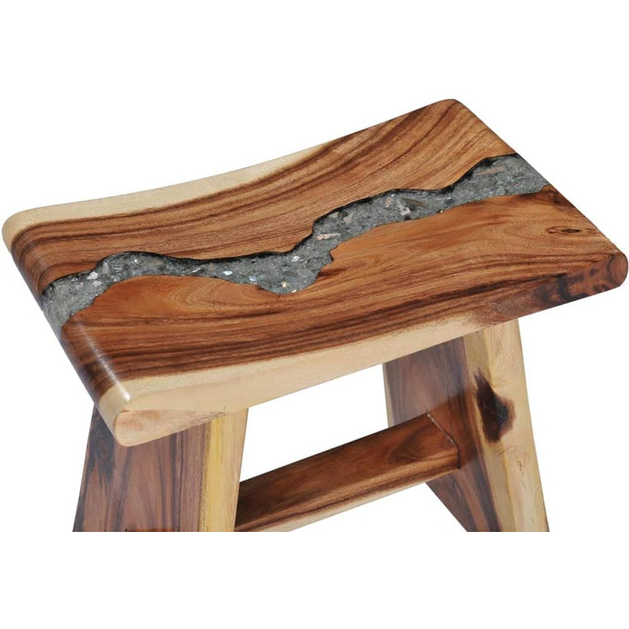 Дзеркальний табурет з масиву акації для ванної кімнати 50x30x45 см, Polyresin