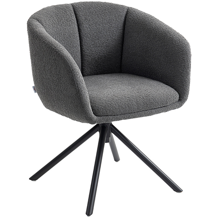 Крісло-шезлонг, м'яке крісло з комфортною сидінням, поворотне, з приємним на дотик покриттям, до 120 кг, темно-сірий